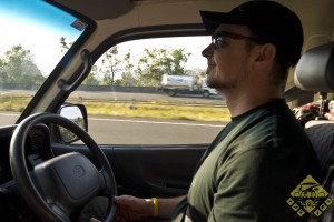 Langsam geht's mit dem Linksverkehr